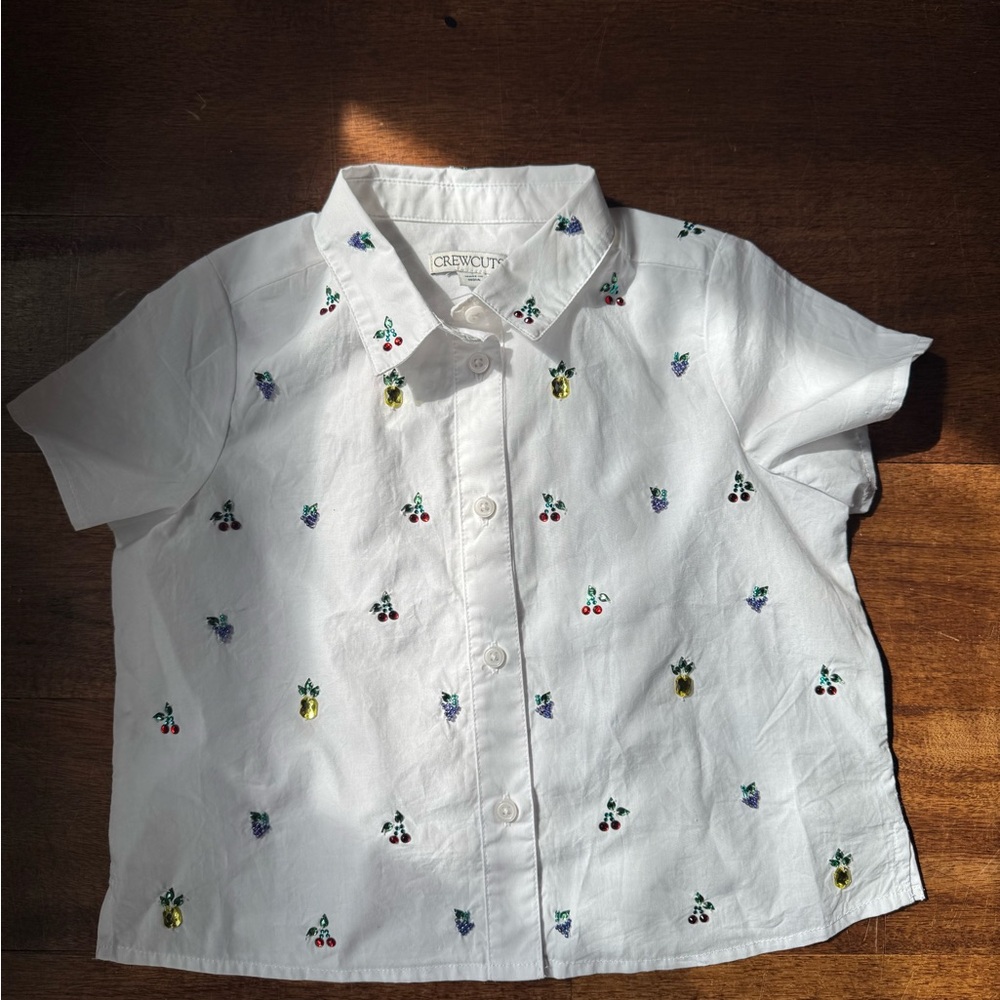 Crewcuts White Shirt with Colorful Fruit Embroidery - Picture 2 of 4